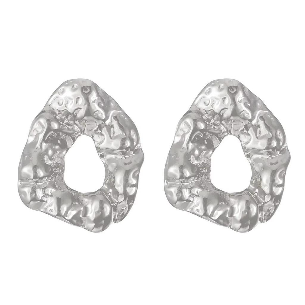 Exaggerated Gold Color Heart Oval Earrings For Women Metal Earing Jewelry Trending Irregular Wrinkled Geometric Earrings