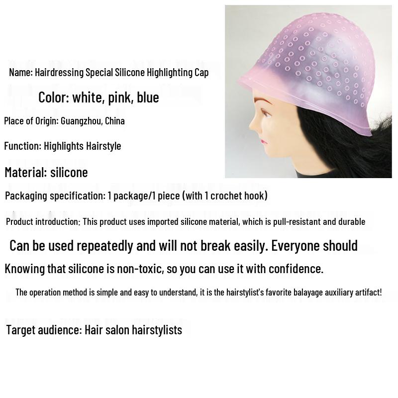 Unisex Silicone Highlighting Cap with Needle - Stretchable & Durable for Hair Dye