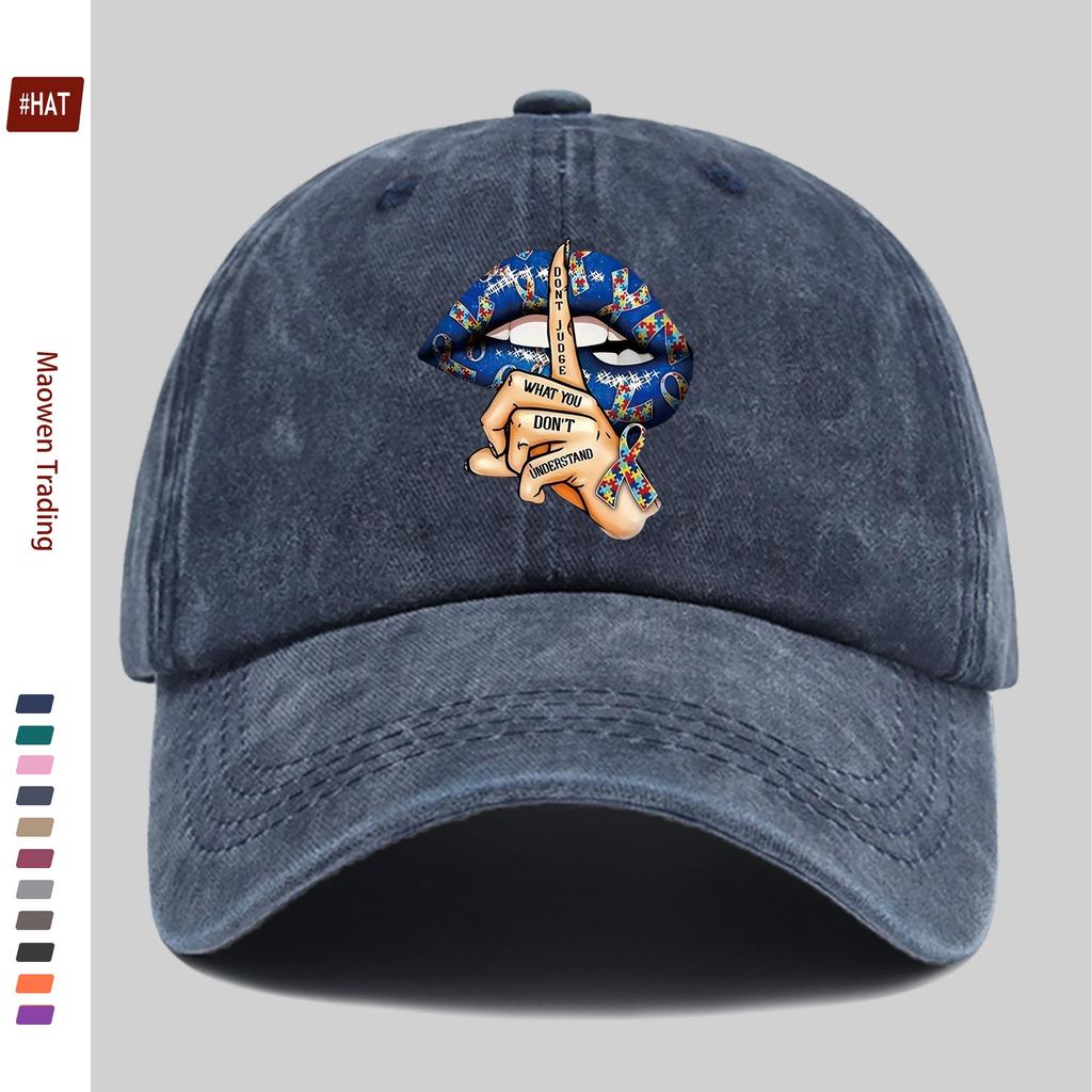Pc DonT Judge Creative Blue Lipstick Print Baseball Cap Spring Summer Suitable Sun Hat Comfortable Lightweight Adjustable S