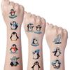 54 Stück Temporäre Tattoos Pinguin-Figuren Wasserdicht Langlebig Körperaufkleber Wintermotive Schneeflocken Cartoon Für Arme