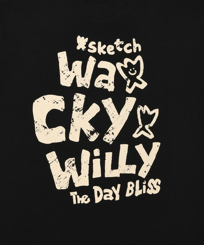 WACKY WILLY Slogan Typo Short Sleeve T-Shirt Black