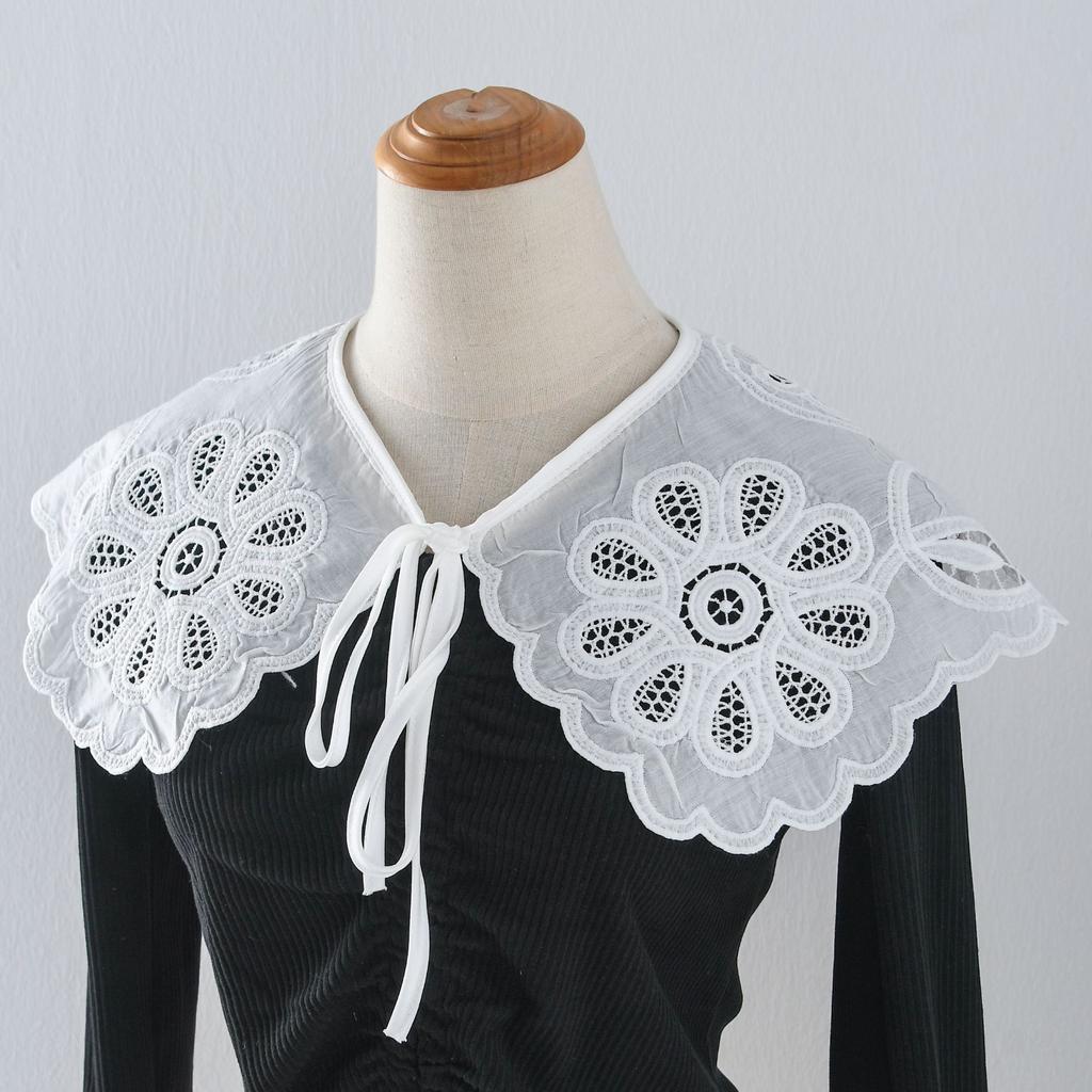 Woman Hollow Shirt Detachable Collar Shawl Female Lapel Bowknots Fake Collar Removable Shoulder False Collars Wraps