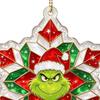 Stained Glass Style Decor Green Elf Christmas Ornament, 2D Acrylic Red Bell Tree Candy Cane Gift Box Xmas Hanging Charms Shaped Double Sided