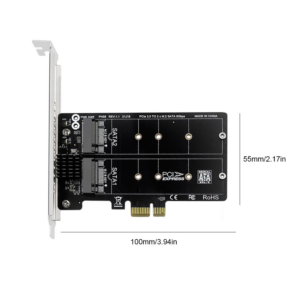 M.2 SATA auf PCIE Adapterkarte Doppelslot M2 SATA Erweiterungskarte PCIe X1/X4/X8/X16 Adapterplatine unterstützt M.2 SSD 2230/42/60/80