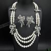 Vintage Bow Pearl Layered Choker Necklace Court Style Unique Women