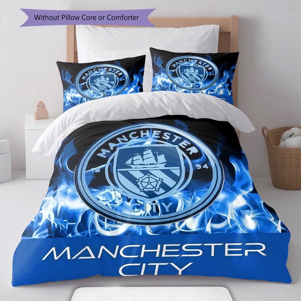 Morbida Coperta MCFC Set Biancheria da Letto Trapunta Copripiumino Federa Decorazione per la Casa Regalo di Compleanno (1 * copripiumino + 2 * federa, senza nucleo)