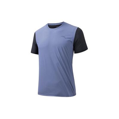 Training Series Color Block Round Neck Comfortable Pullover Short Sleeve Regular T-Shirt Men Tops Maze-Blue Basic-Black 152427119-2