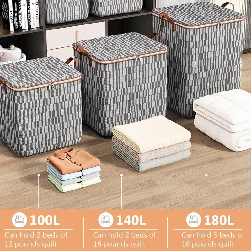 Large Capacity Clothes Quilt Storage Box Underbed Wardrobe Closet.Zipped Organizer Bag