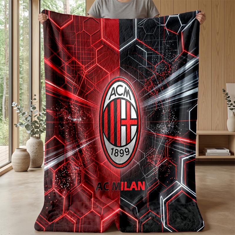 Couverture sur le thème de l'AC Milan Couverture douce en flanelle Couverture jetée en peluche Couverture douillette pour canapé et lit pour la décoration de la maison