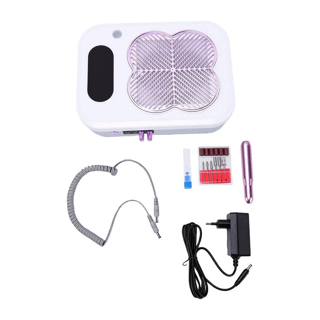 3 In 1 Nail Dust Collector Nail Art Tool with Lamp Electric Nail Drill Strong Suction for DIY Nail Salon Home Use Purple
