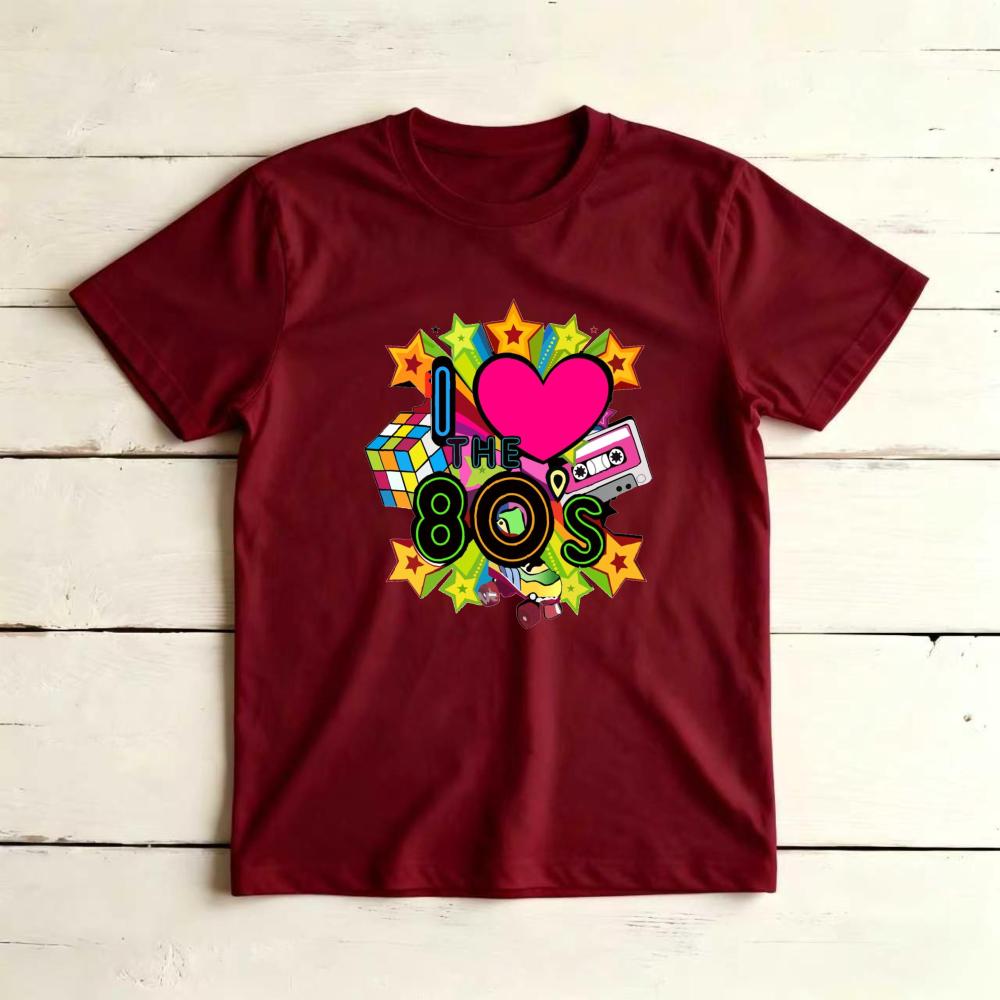 I Love The 80s Retro Cassette Rubik's Cube Star Graphicunisex Summer Cotton TShirt Vintage 80s Nostalgia Casual Short Sleeve Tee