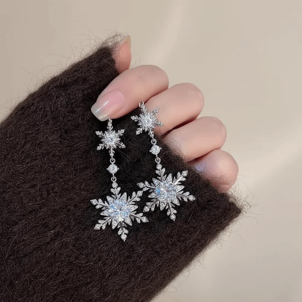 Sparking Snowflake Earrings Luxury Pearl Studs New Year Party Xmas Earrings Women Gift