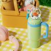 710ML Stainless Steel Whale Fountain Tumbler with Handle with Straw Drinking Cup Leak Proof Vacuum Cup for Baby Teens and Adults