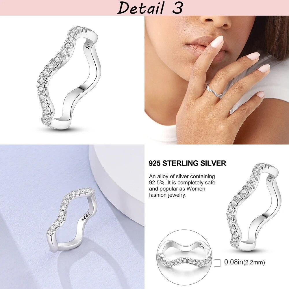 New Luxury Irregular Shape With Zircon Silver Color Finger Rings For Original 925 Silver Rings Women Female Rings Party Jewelry