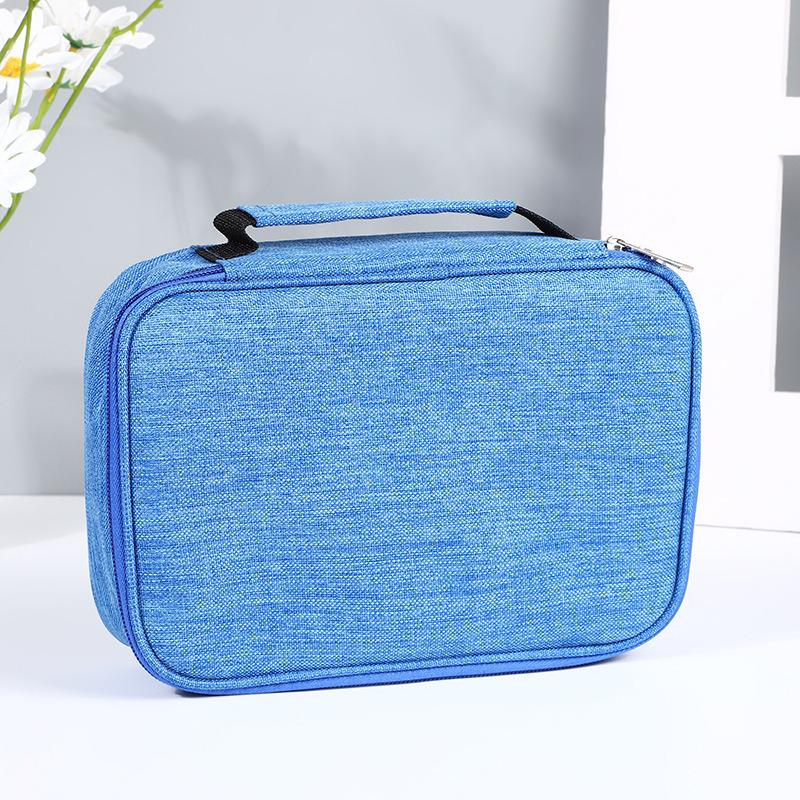 Macaron Colorblock Large Capacity Art Student Pencil Case - Double Layer Oxford Cloth Paintbrush Storage Bag