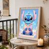 Lilo and Stitch Q Version Macaron Pajamas Pearl Painting Disney Pearl Decorated Ears Clouds Starry Sky Frameless Art Painting