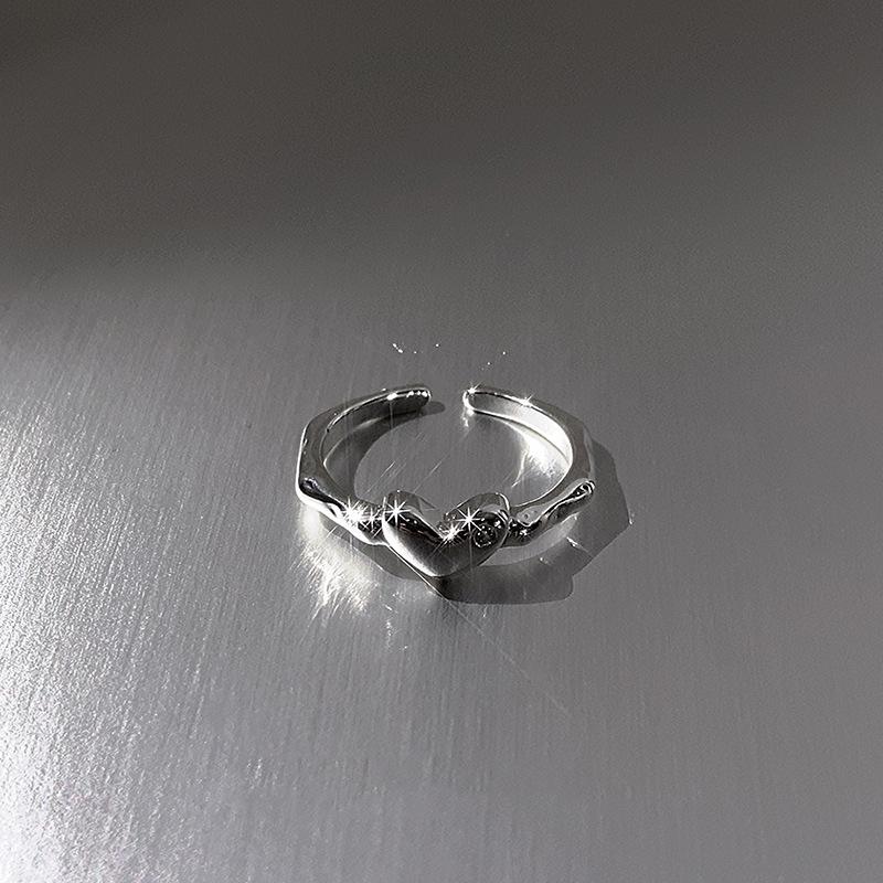 Cold wind zircon love open ring fashion personality versatile index finger ring daily commute high sense jewelry women