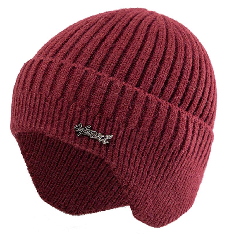 New Unisex Winter Hat Fashion Plain Knitted Hats For Men & Women Ski Beanie Hat Sports Earflap Cap
