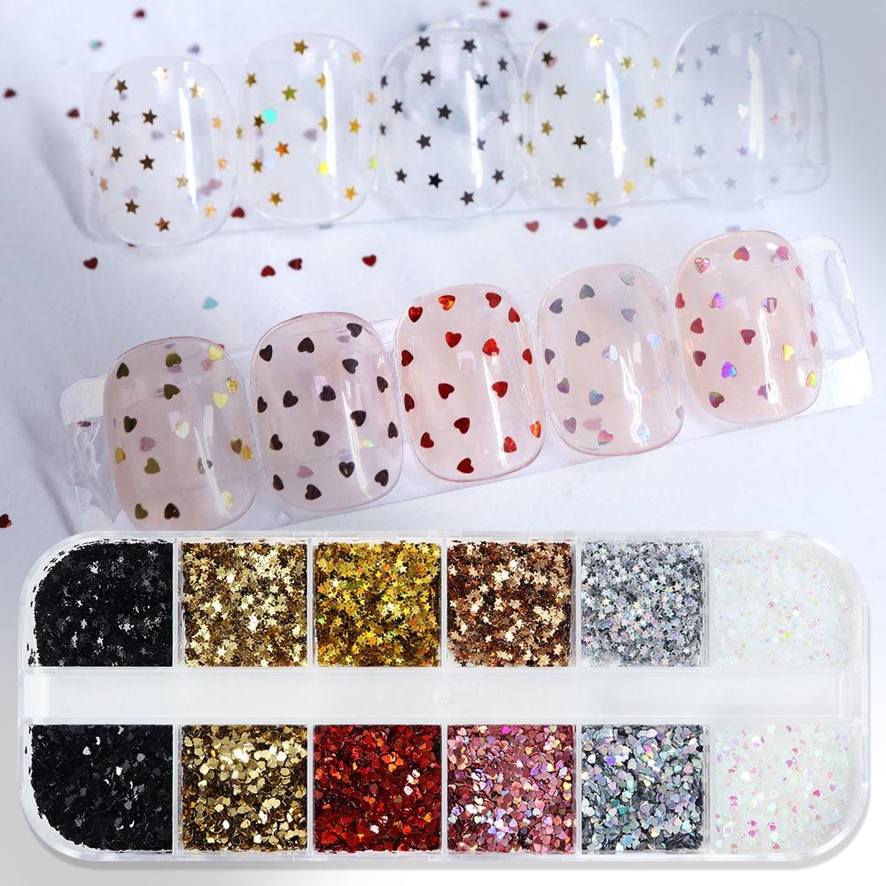 12-Grid Glitter Nail Art Decorations Colorful Nail Art Decorations  Nail Salon
