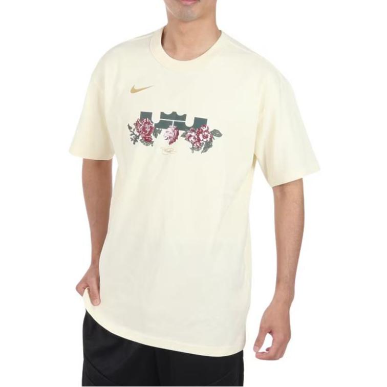 Nike Max90 LeBron Floral Logo Print Crew Neck T-Shirt Men Tops Coconut-Milk FZ8074113