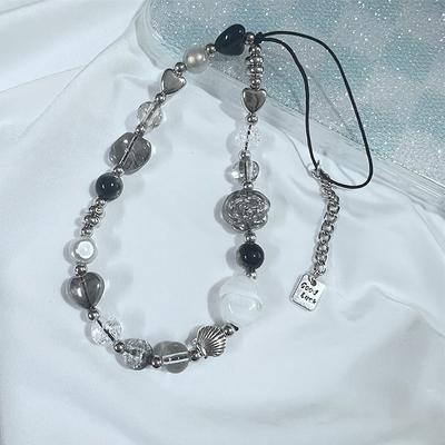 Black Phone Chain Trendy Pendant For Iphone Samsung Universal Accessories Cute Phone Hanging Rope For Girl