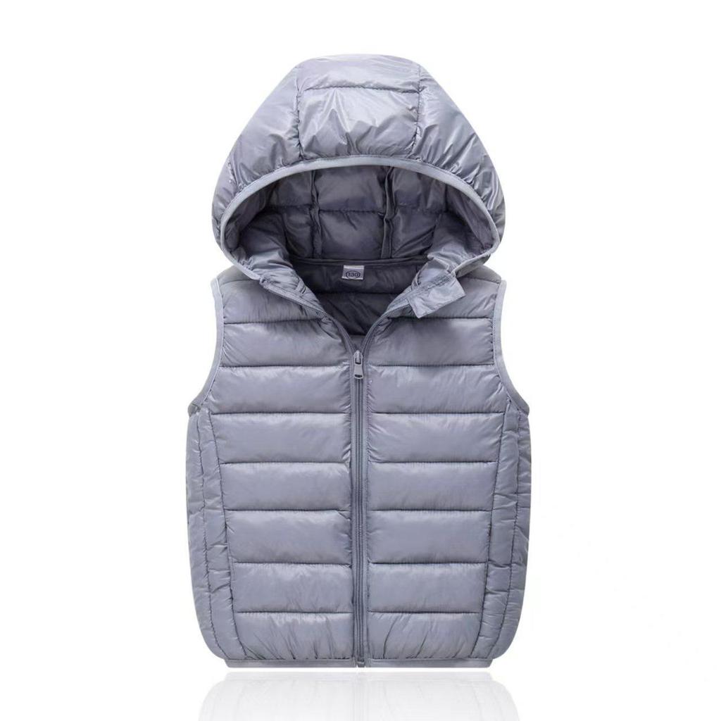 Kids' Korean-Style Hooded Down Cotton Vest for Autumn/Winter