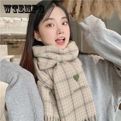 Sciarpa Donna Inverno Caldo Di Alta Qualità Per Studenti Versione Coreana Del Carino Cuore Rete Bavaglino Rosso Plaid