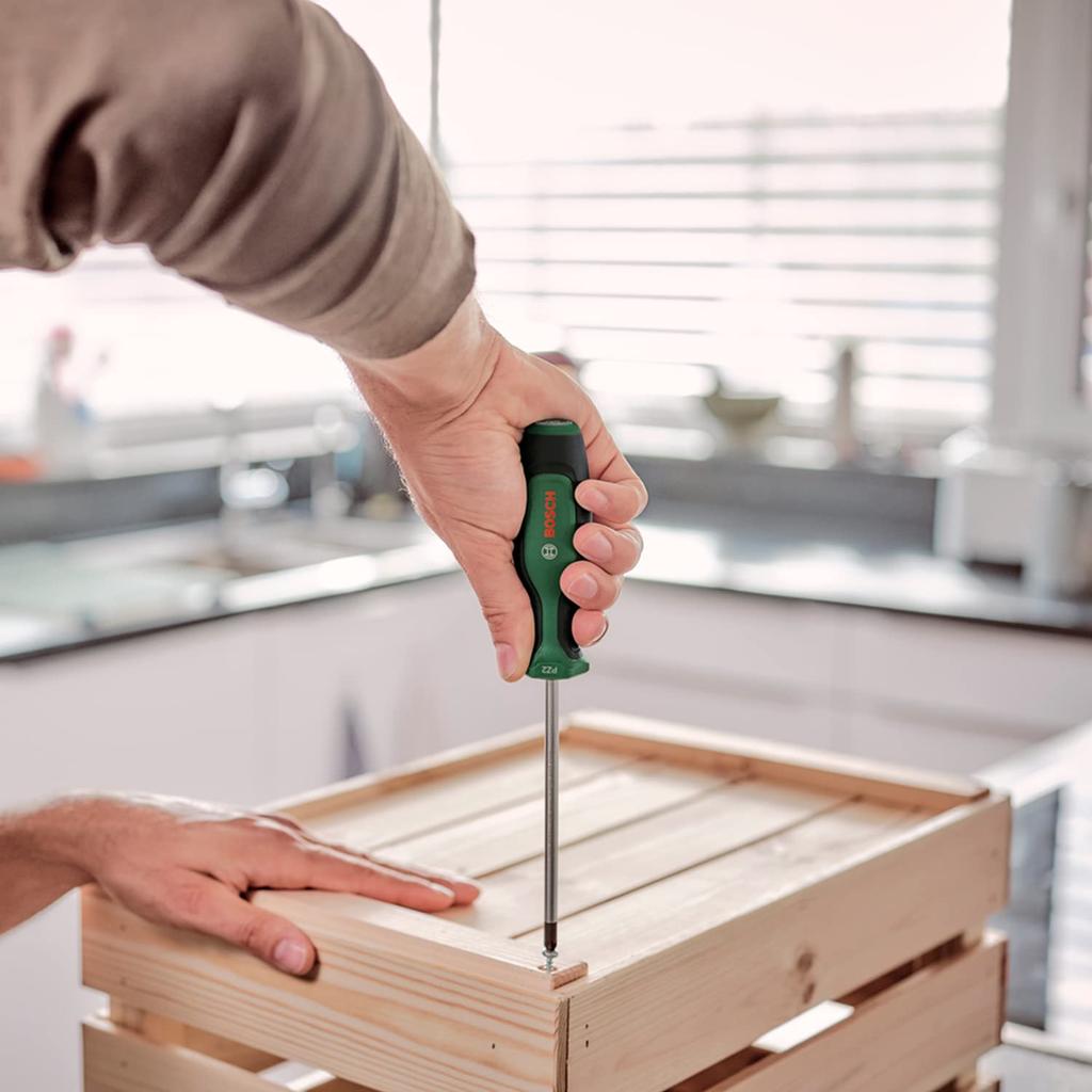 Bosch Set Di Cacciaviti Da 8 8 Acciaio Rivestimento Punta Magnetica Pezzi, Cacciaviti, S2, Softgrip,