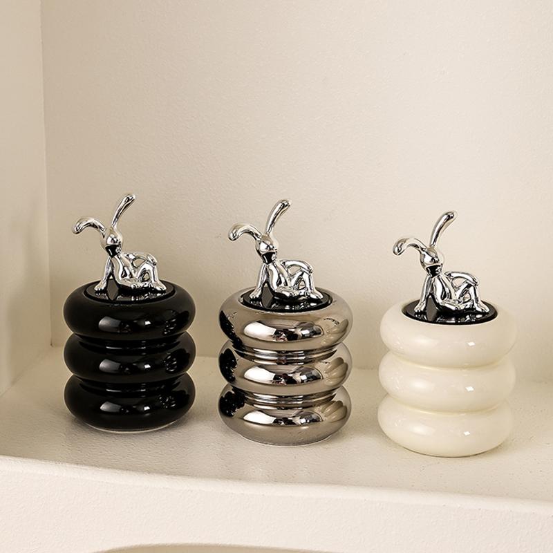 European-style Ceramic Household Cotton Swab Jar Creative Portable Toothpick Box Toothpick Tube Storage Cotton Swab Canister