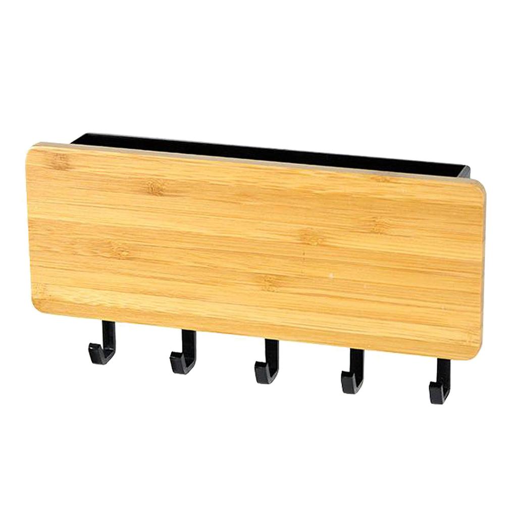 Key er Decorative Wall Hooks Space Saving Easy Install Home Chic Wooden Door Back Storage Rack Holder with 5 Hooks
