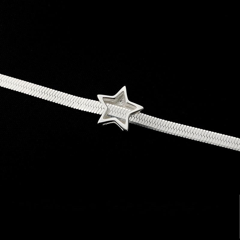 Brushed Star Necklace, Wide Flat Snake Bone Chain, Neck Chain, Female Personality Trend, Pentagram Necklace, Female