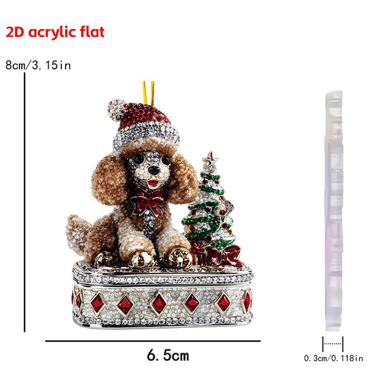 Christmas Pendant Acrylic 2D Cartoon Santa Claus Snowman Animal Pet Festive Hanging Ornaments For Xmas Tree Decor