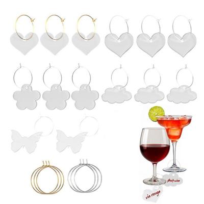 20Pcs Reusable Wine Glass Charms Acrylic Beverage Cup Identifiers New Drink Markers  Holiday Party