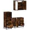 3 Piece Bathroom Furniture Set Smoked Oak Wood Based Material