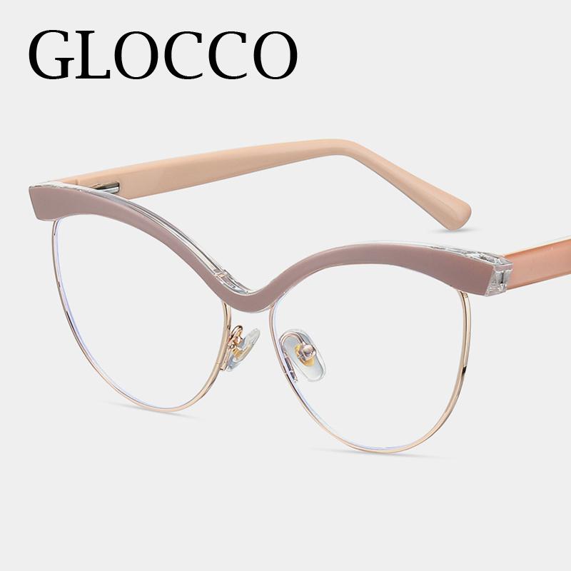 Reading Eyewear Eyeglass Frame Retro Classic Trendy Feline Semi Filter Screen Presbyopic Stylish Rim Spectacle Spectacle Cat's Computer Eye Metal