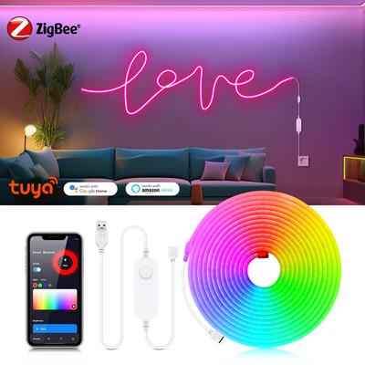 Striscia LED Zigbee 3.0 Neon RGB USB 5V Nastro Nastro Dimmerabile Funziona con Tuya Smart Gateway Hue Bridge SmartThings Alexa Google