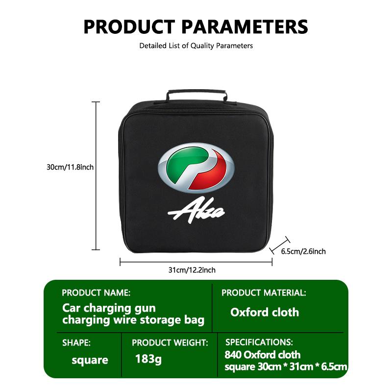 TZZW5 For Perodua Oxford Car Charging Cable Storage Carry Bag Waterproof EV Bag Alza Viva Myvi Ativa Bezza Kancil Kembara Kenari