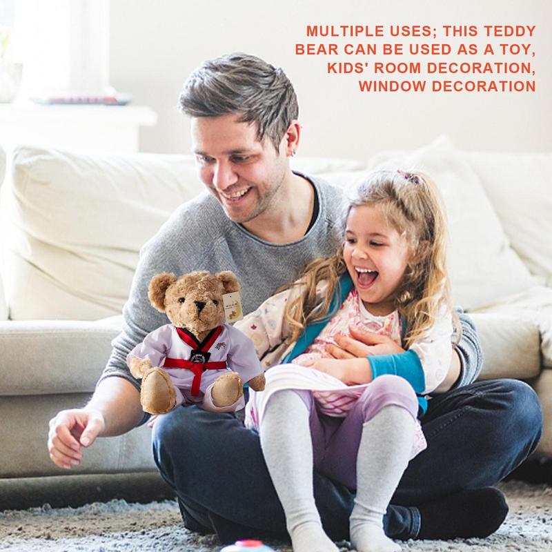 Kawaii Chinese Kong-Fu 25cm Plush Toys Stuffed Soft Bear Doll Kids Couple Wear Taekwondo Clothes Child Birthday Gift