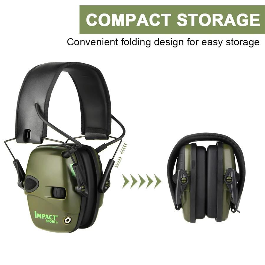 Tactical Electronic Shooting Earmuff Case Anti-noise Headphone Sound Amplification Hearing Protection Headset Foldable with Bag