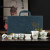 Chinese high-end Dehua suet jade white porcelain tea set Kung Fu teacup office guest cover bowl set