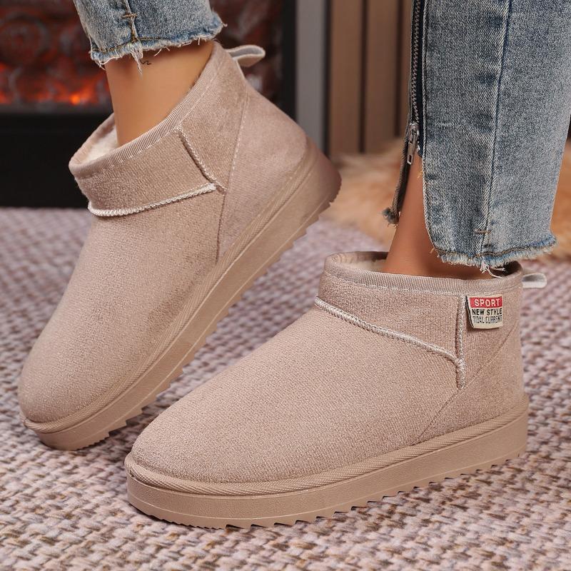 Fashion Women Snow Boots for Solid Platform Artificail Suede Boots Autumn Winter Warm Shoes Boats Large Size 44 Slip On Cotton Shoes