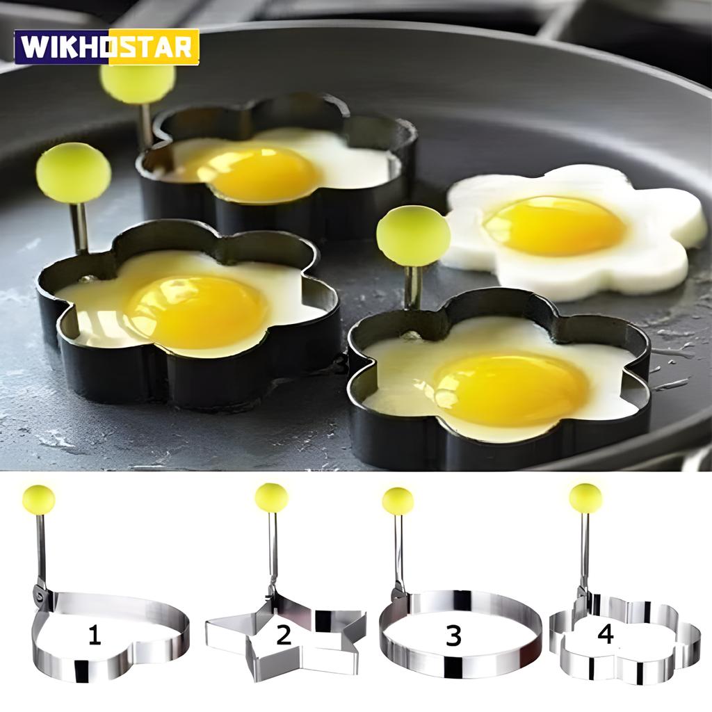 Hand-Edelstahl-Herz-/Stern-/Kreis-/Blumenformer für Spiegeleier und Pfannkuchenringe, Form für Omeletts, Gadgets für Eierkocher