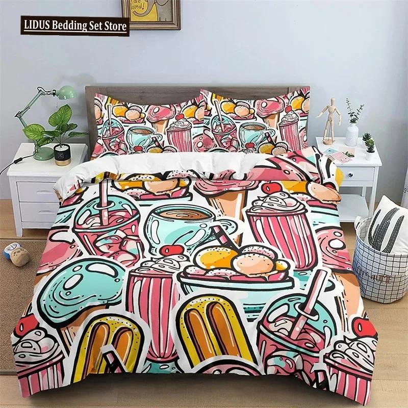 

Comforter Hamburger Bedding Set Snack Pattern Twin King For Boys Adults Decor Microfiber 3D Donut Comforter (quilt)-EU Single(135*200cm)3pcs