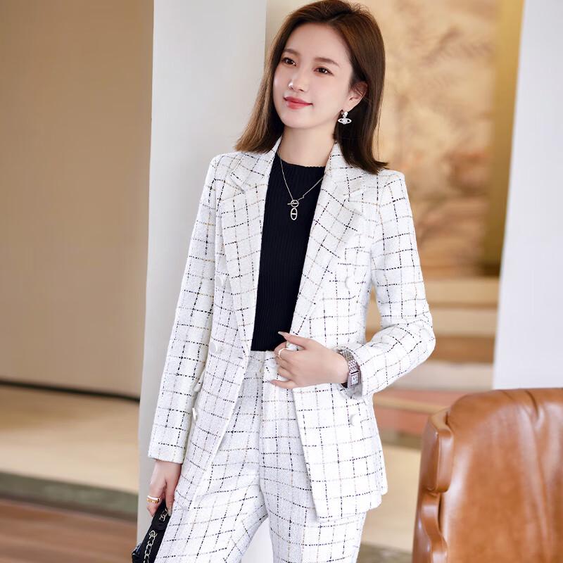 Teloram Tweed Plaid Women's Suit Set