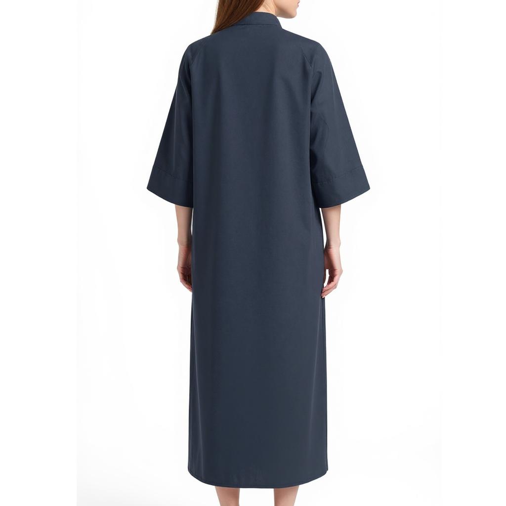 Women's Fashion Casual Button Cardigan Cotton And Linen Color Dress With Pockets