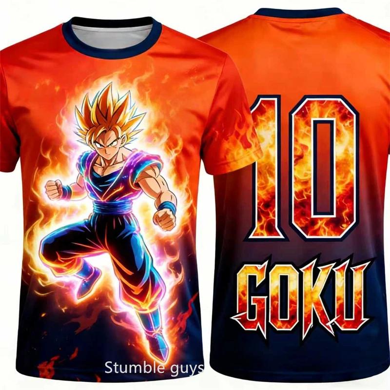 Men Dragon Ball T-Shirt Frieza Buu Graphic Print Summer Short Sleeve