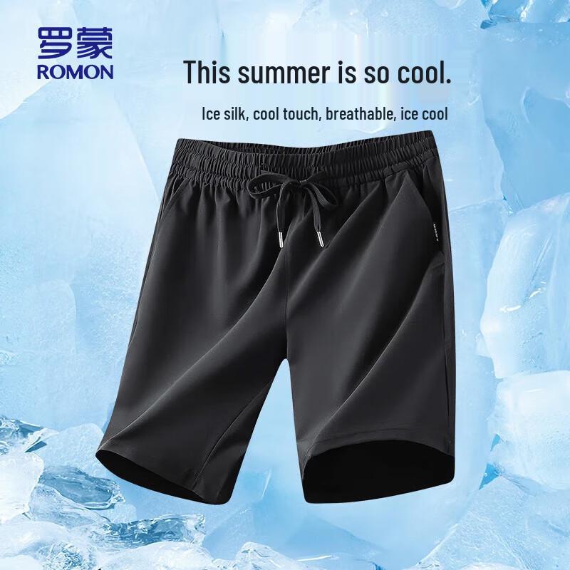 ROMON Men s Ice Silk Elastic Casual Shorts D601 2XL
