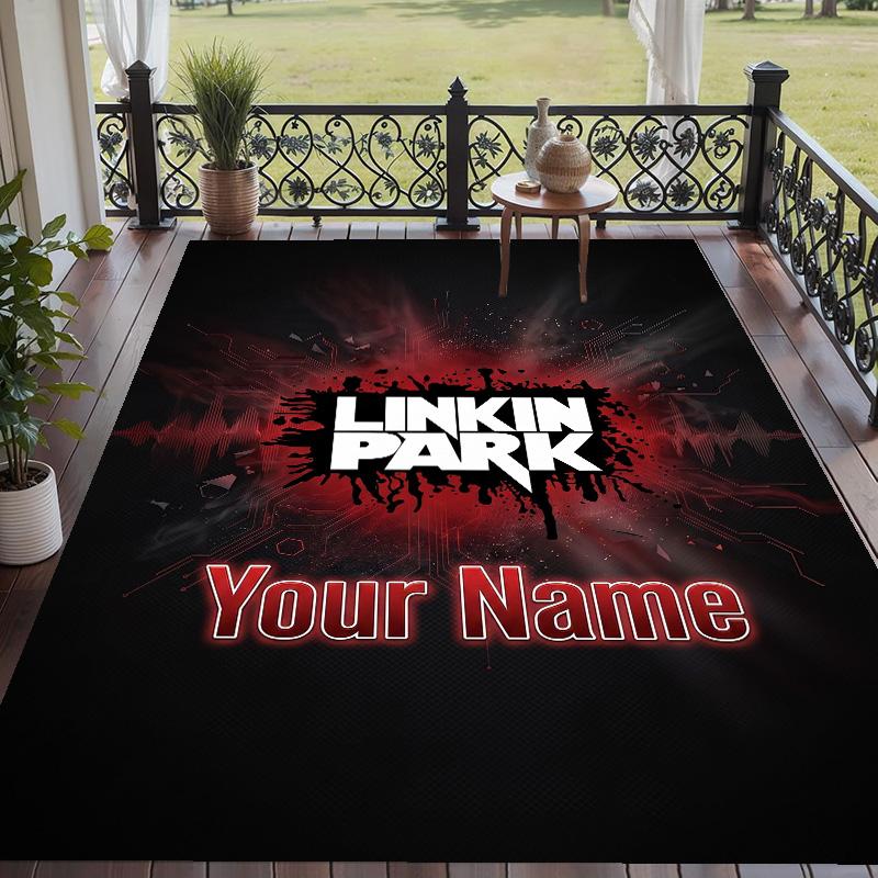 Custom Text Printed Rug Linkin Park Non Slip Floor Carpet For Home Room Decor