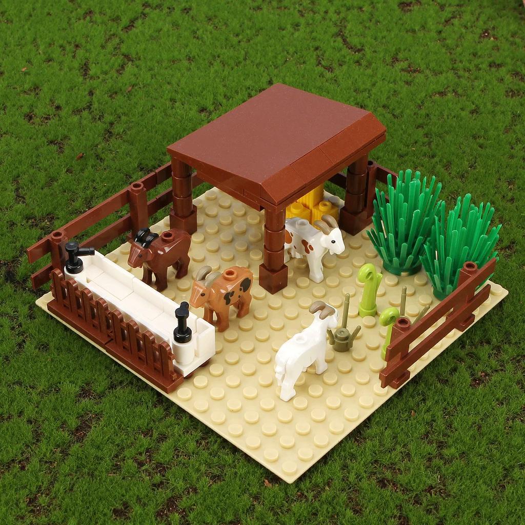 Funny Animal Assembly Block Toys, Cowshed, Pigsty, Sheepfold, Duck Pond, Used For Desktop Decoration Toys for Kids Collect Fans