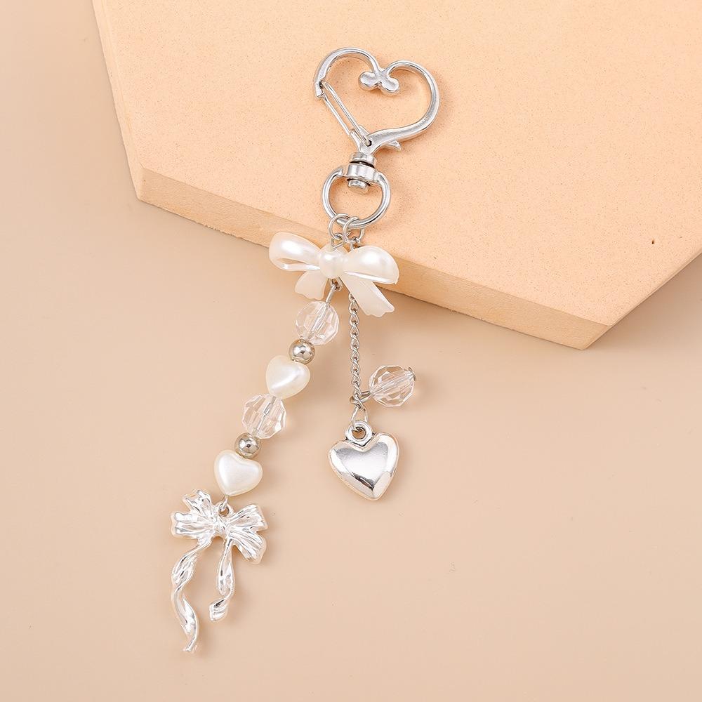 

Hanger Pearl Bow Keychain DIY Bag Charm Multi-color Rhinestone Pendant Women Style 2